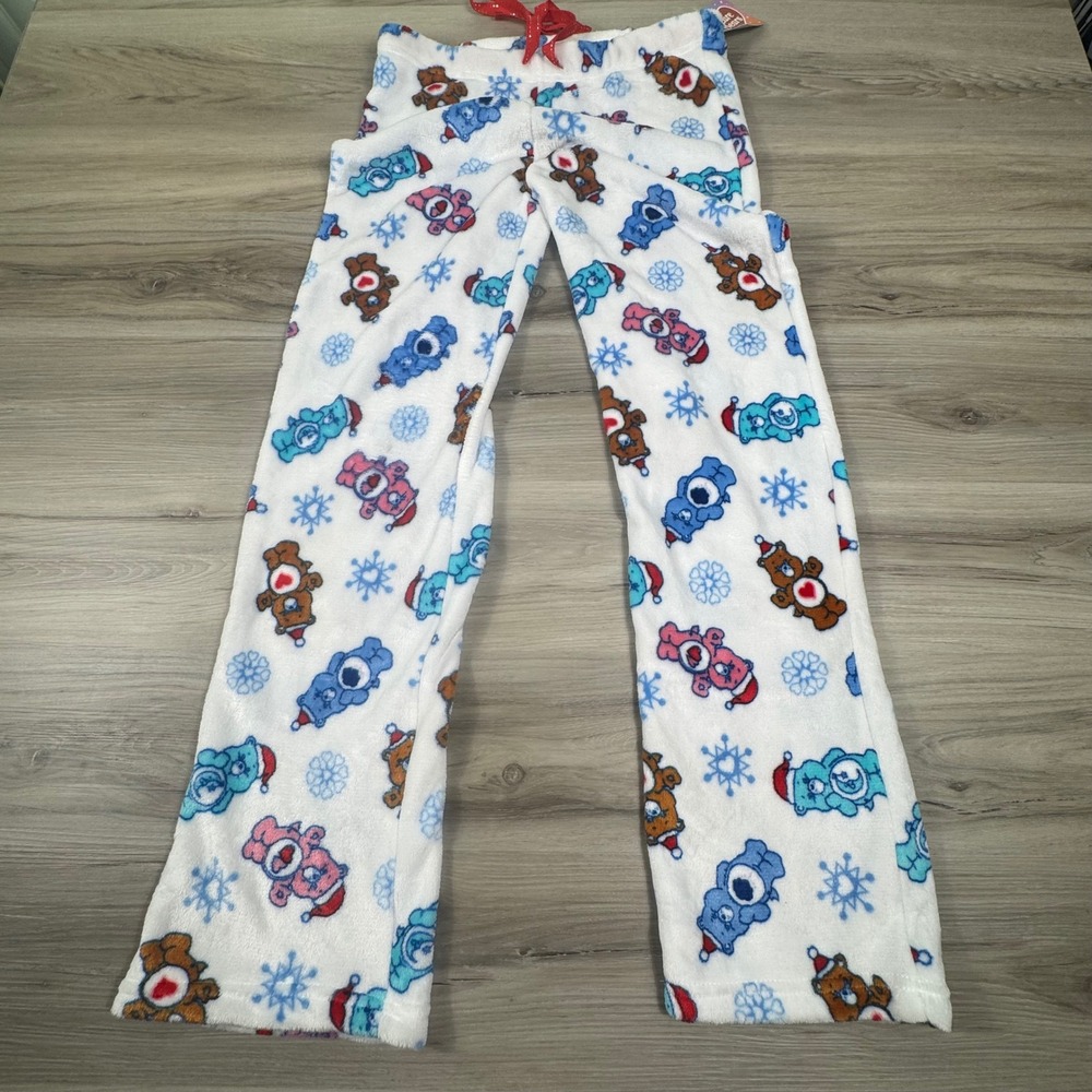 Care Bears White‎ Fleece Lounge Pajama Pants Medium M Winter Holiday NWT